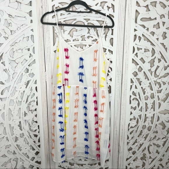 LOFT Dresses & Skirts - Loft Lou & Gray White & Rainbow Stitched Sundress